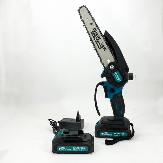 Аккумуляторная цепная мини пила 20 см в кейсе Krafftec (36V 4 Ач) + 2 аккумулятор и индикатором заряда | Зображення 2