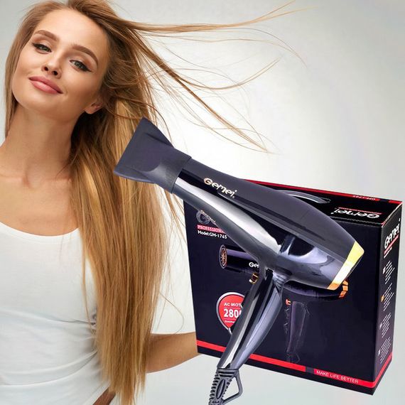 Легкий профессиональный фен Gemei GM 1765 2800 Вт, Фен для жестких волос, Фен IN-810 для дома | Зображення 1