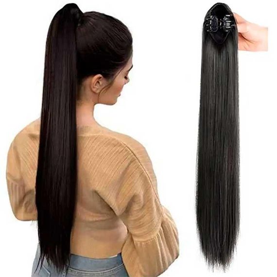 Шиньон накладной хвост на заколке Didaka прямые волосы - 50 см "Брюнетка"