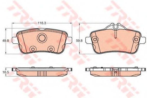 Колодка гальм. диск. MB GL-CLASS 2012-, M-CLASS 2011- задн. (вир-во TRW) TRW GDB1947 на MERCEDES-BENZ M-CLASS (W166)