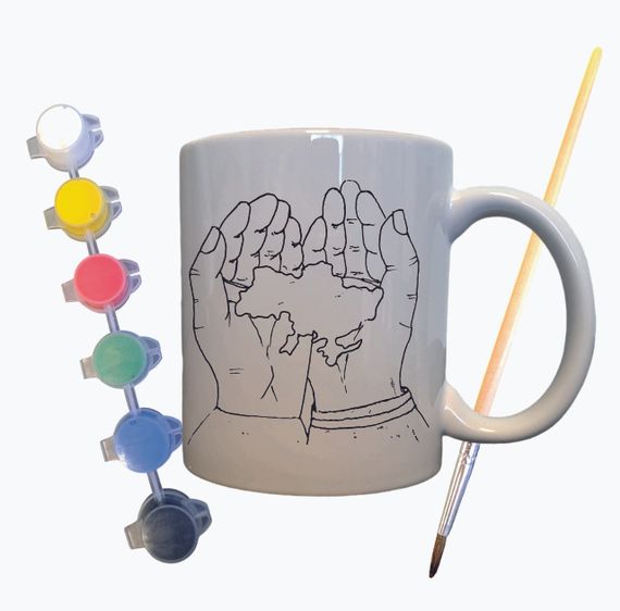 Набір для творчості кружка розмальовка "Я Люблю Україну" 330 мл біла