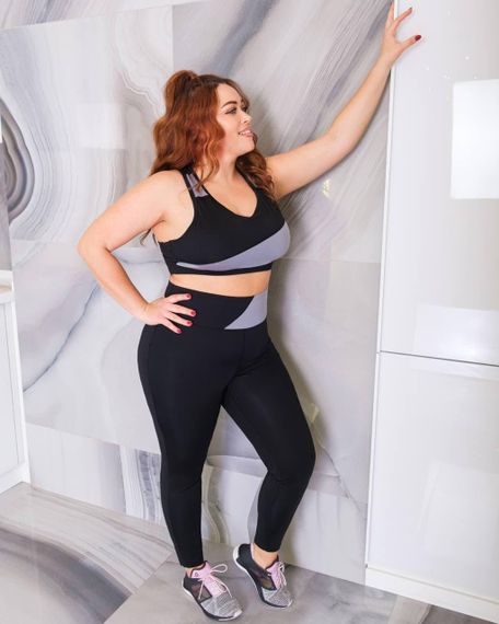 Жіночий спортивний костюм plus size FS1659 Чорний | Зображення 3