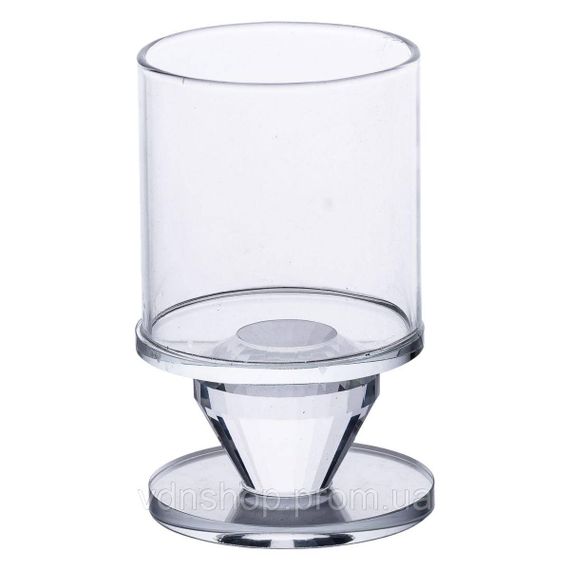 Підсвічник скляний 6×9.3 см на одну свічку підсвічник келих на ніжці декоративний прозорий HP-4-27S