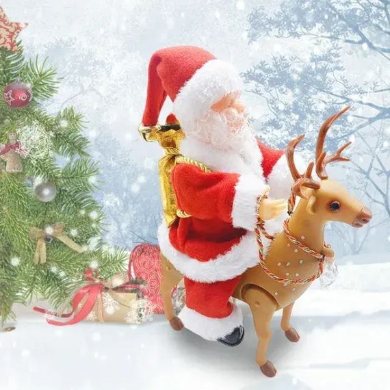 Іграшка Санта-Клаус верхи на олені / новорічна іграшка | Зображення 1