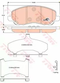 Колодки гальмівні дискові Dodge Caliber 07-10 F, TRW (GDB4142)