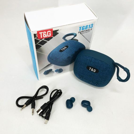 Колонка-Bluetooth с наушниками TG813. Цвет: синий | Зображення 9