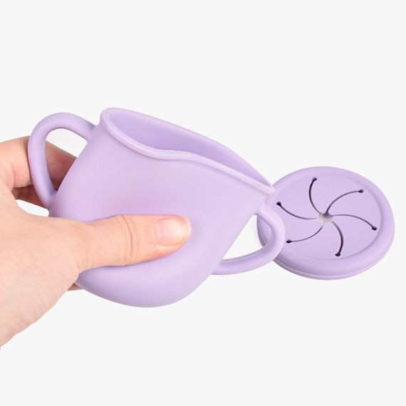 Дитячій поїльник непроливайка та снек стакинчик 2 в 1 силіконовий Світло-коричневий | Зображення 4