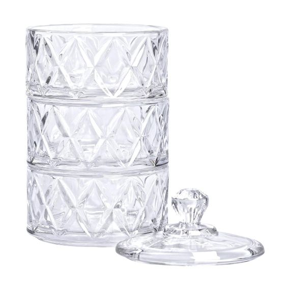 Цукерниця триярусна скляна з кришкою Ø 10.5 см | Зображення 3