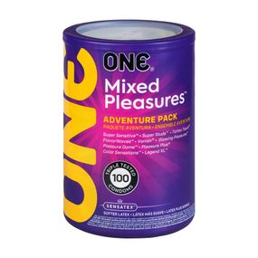 Набір презервативів ONE Mixed Pleasures, 100 шт, 10 видів, паковання-тубус