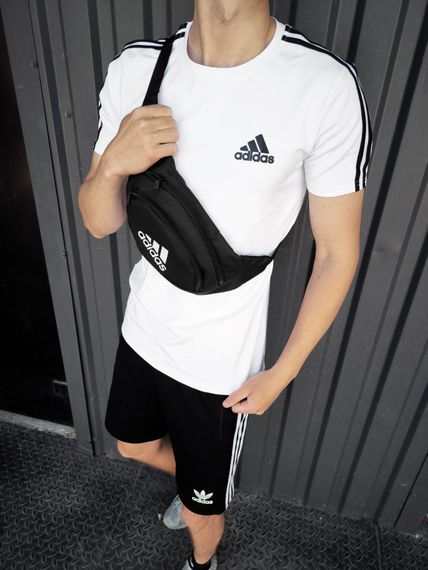 Літній чоловічий комплект Adidas футболка + шорти +бананка | Зображення 2