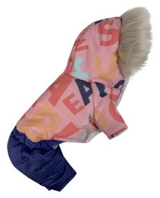 Зимовий комбінезон на хутрі літери рожевий AM-31