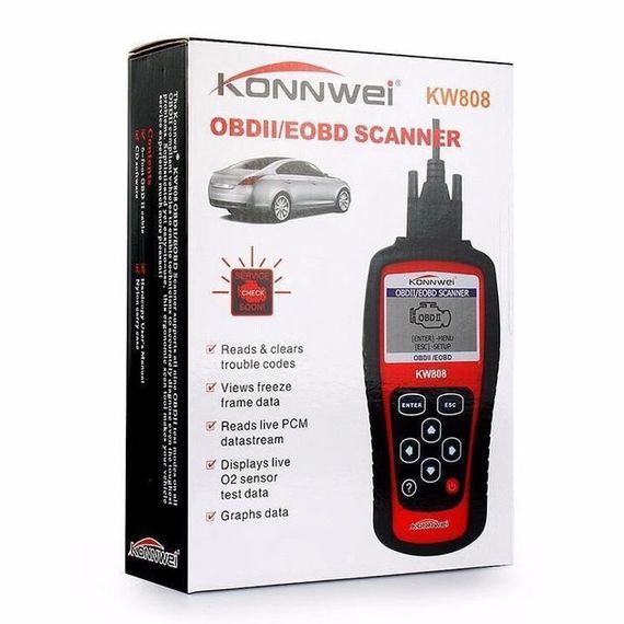 Автомобильный диагностический сканер Konnwei KW808 OBD II/EOBD, Автотестер универсальный Адаптер | Зображення 2