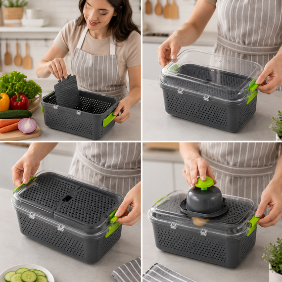 Овочерізка Мультислайсер vegetable cutter / Мультислайсер для овочів та фруктів / Механічний ручний подрібнювач | Зображення 1