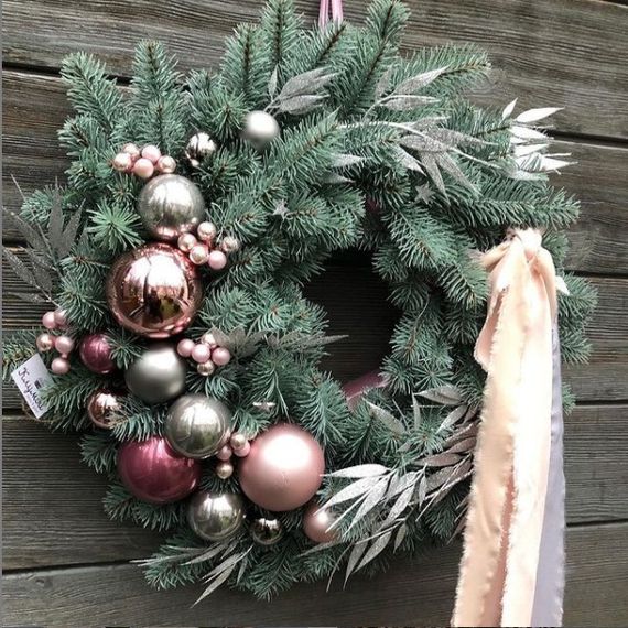 Венок новогодний рождественский Premium из литой хвои d-55 см голубой | Зображення 8