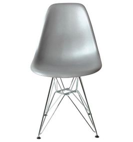 Стул Eames DSR Chair серебристый серый пластик, хромированные ноги, дизайн Charles & Ray Eames