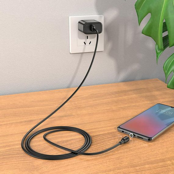 Кабель HOCO X52 USB to Micro 2.4A, 1m, PVC, PVC connectors, magnetic, Black | Зображення 1