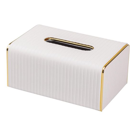 Серветниця з екошкіри прямокутна  21.5х13х9 см органайзер для серветок на стіл, Бежевий | Зображення 1