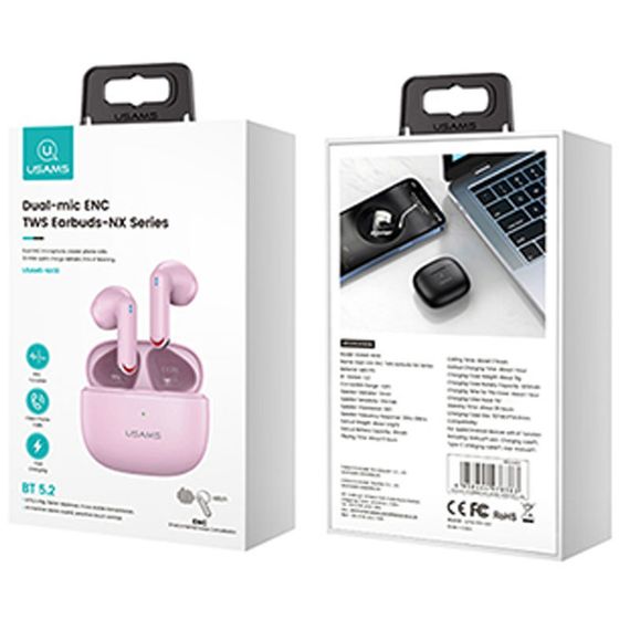 Беспроводные TWS наушники Usams-NX10 BT 5.2 Pink | Зображення 2