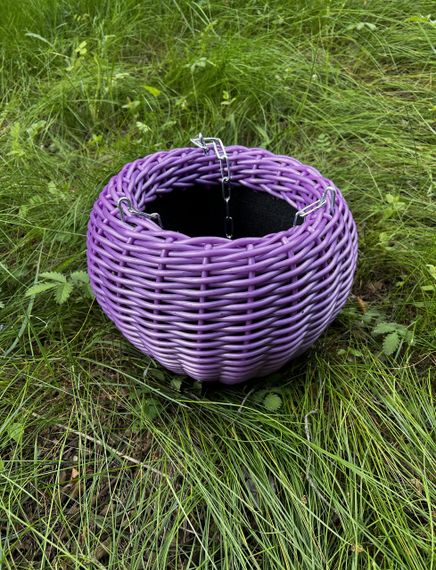Підвісне кашпо Фіолетове 5л плетене кашпо з гачками з ротангу для балкона саду дому
