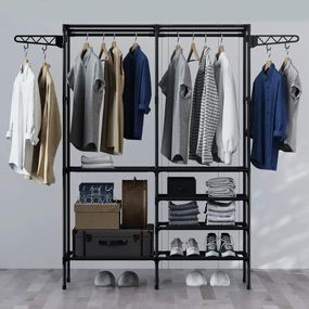 Вешалка для одежды и обуви до 15 кг, (157х105х80 см), Simple Coat Rack Double Row / Напольная стойка-вешалка с