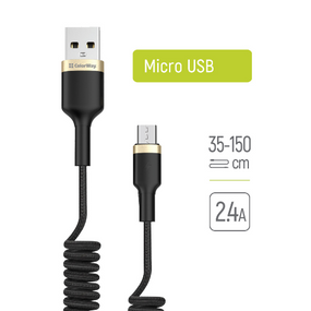 Кабель USB MicroUSB ColorWay CW-CBUM051-BK 2,4A 0,35-1,5м чорний