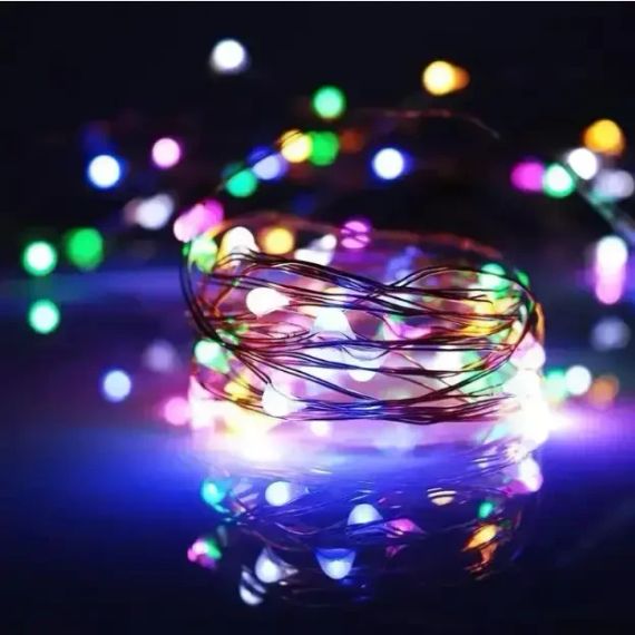 Xmas гирлянда 50 Led 5M(Copper) на медной проволоке (Капля росы) M MULTI работает от батареек+USB Мультицвет | Зображення 3