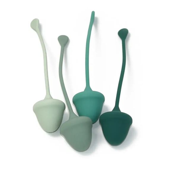 Набор вагинальных шариков Sweet Em, 4 шт с разным весом, зеленые, 2.8 х 14.5 см sexstyle | Зображення 1