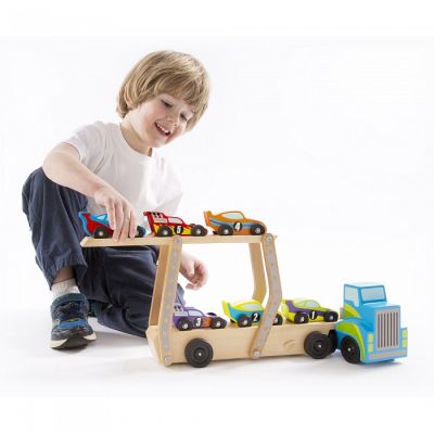 Ігровий набір Melissa&amp;Doug дерев&apos;яний мегатягач автомобілів (MD12759) | Зображення 1