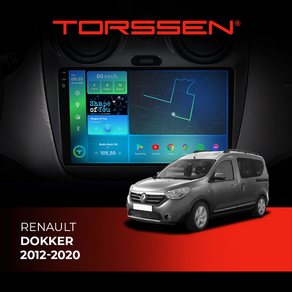 Штатна магнітола Torssen 2K Renault Dokker 2012-2020 F9432 4G Carplay DSP