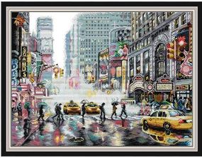 Набір для вишивання за нанесеною на канву схемою  "New York Times Square". AIDA 14CT printed 54*42 см