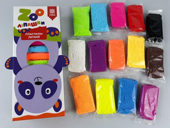 Пластилін легкий ZOOлипашки "Панда" ZIRKA 140214 (14 різнокольорових стиків по 6 г) | Зображення 1