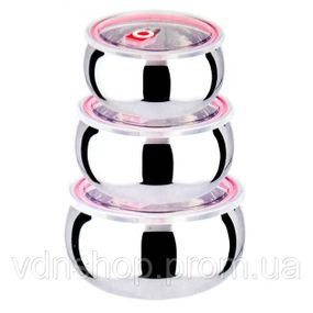 Набор из 3 стальных судочков UNIQUE UN-1516 нержавеющая сталь NG-90