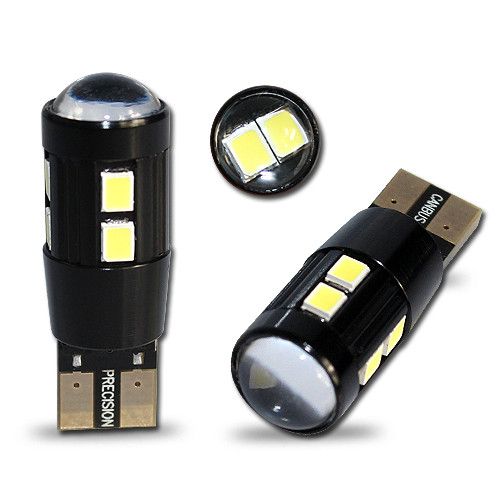 Светодиодная автолампа T10(W5W) 10 5630smd White canbus with ring (160 Lm)  с линзой +"обманкой"