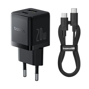 МЗП Baseus Palm Fast Charger 20W (1USB-A/1C) + кабель Type-C to Type-C (P10111608) Cluster Black