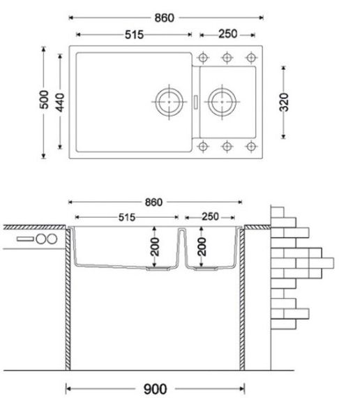Кухонна мийка Fabiano Quadro 86x50x15 Titanium 8221.301.0024 | Зображення 1