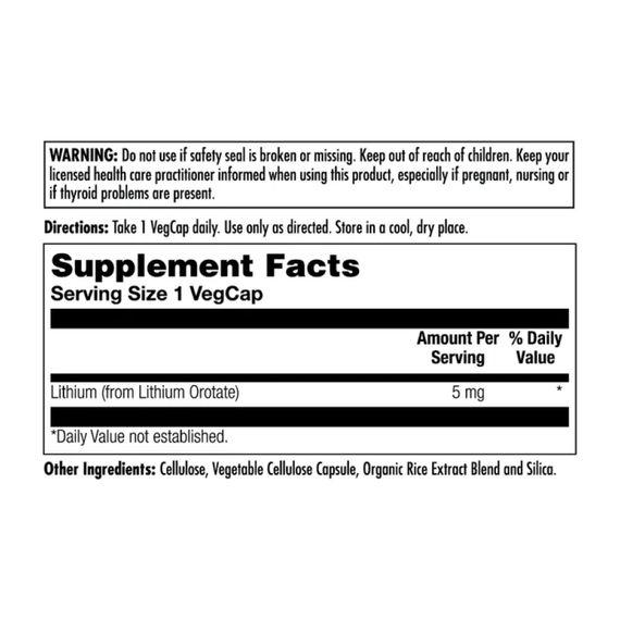 Lithium Orotate 5mg - 60 vcaps | Зображення 1