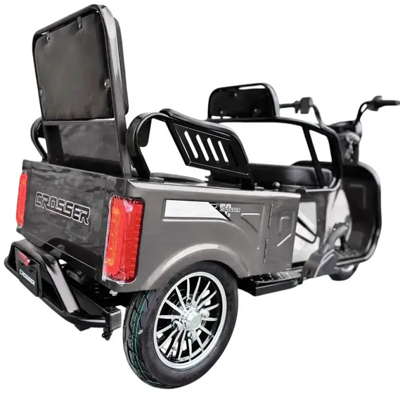 Электротрайк Crosser Transit TR-5 1500W 72V 24Ah, грузовой трехколесный электроскутер до 60 км, 3 места Сірий | Зображення 4
