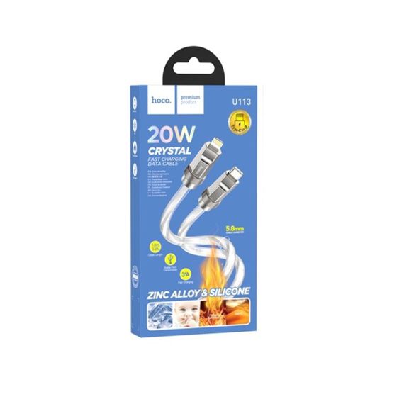 Кабель HOCO U113 Solid PD silicone charging data cable iP Silver | Зображення 2