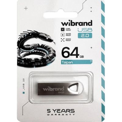 USB флеш накопитель Wibrand 64GB Taipan Silver USB 2.0 (WI2.0/TA64U2S) | Зображення 2