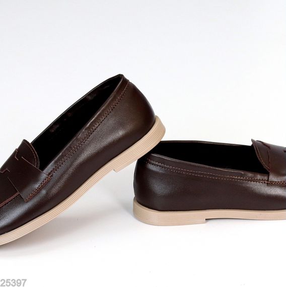Зручні шоколадні туфлі лофери натуральна шкіра в асортименті | Зображення 2