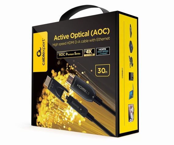 Кабель Cablexpert CCBP-HDMID-AOC-30M, HDMI V.2.0, вилка/вилка, з позолоченими контактами, 30 м | Зображення 1