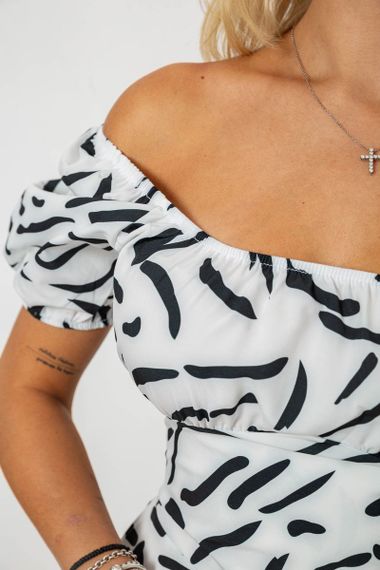 Платье софт с принтом, цвет белый, 230R0105-1 | Зображення 4