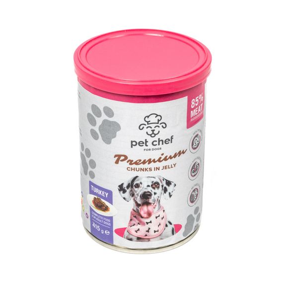 Вологий корм для собак Pet Chef шматочки в желе з індичкою 415 г | Зображення 2