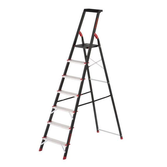 Драбина 7 сходинок, лоток для інвентарю, сталевий профіль, висота верхньої сход. 1,5 м INTERTOOL LT-0057