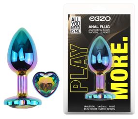 Анальна пробка з кристалом EGZO - Multicolor Heart Plug Rainbow size S Sex Aura