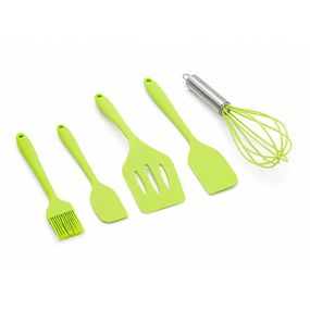 Кухонный набор 5 предметов,венчик,3 лопатки,кисть,Green