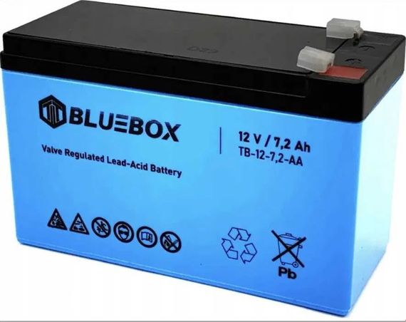 Акумулятор AGM BLUEBOX 12v, 7.2Ah (12 вольтів, 7.2 А·год) для ДБЖ (UPS, безперебійника), освітлення, охорони | Зображення 1