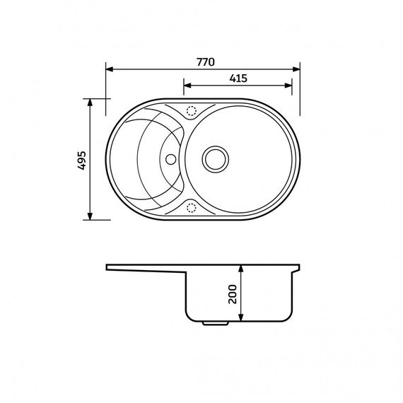 Гранітна мийка Adamant SHELL Mokko 770*495*200 мм | Зображення 1