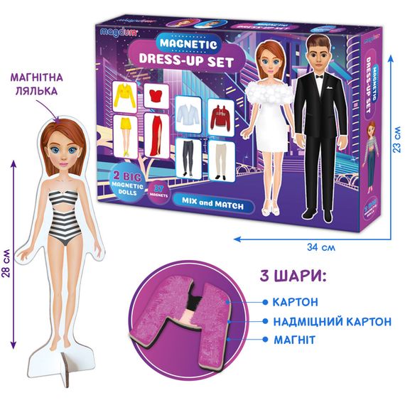 Настільна магнітна гра "Magnetic dolls" ML4032-09 EN 2 магнітні ляльки та 37 магнітів | Зображення 3
