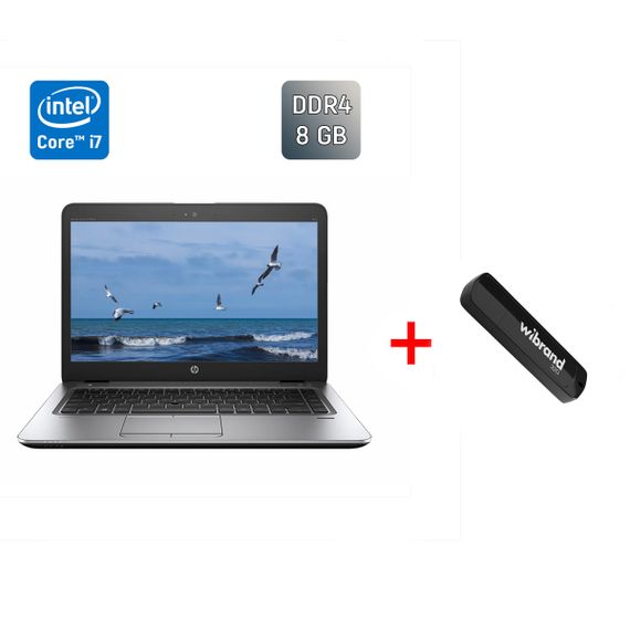 Ультрабук HP EliteBook 840 G4 / 14" (3840x2160) IPS / Intel Core i7-7500U (2 (4) ядра по 2.7 - 3.5 GHz) / 8 GB DDR4 / 240 GB SSD / Intel HD Graphics 620 / WebCam / Fingerprint / Windows 10 б/у + Подарок Флэш-накопитель USB 32 GB